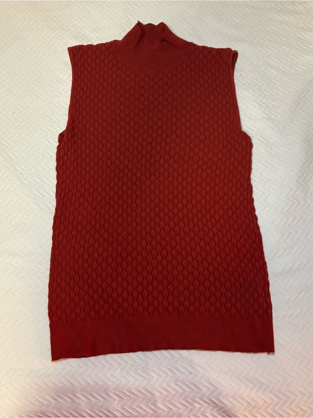 Sleeveless Ribbed Knit Turtleneck Top